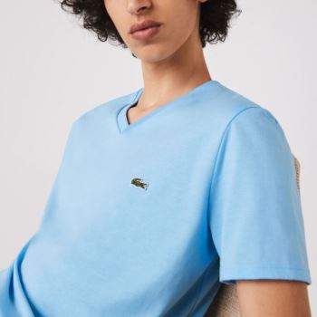 Lacoste V-neck Pima Cotton Jersey T-shirt Pánské - Tričko Blankyt | CZ-V0bjMh